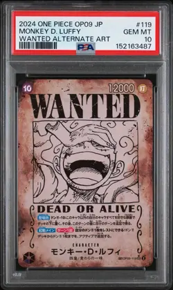 WANTED Alt Art Monkey D. Luffy One Piece OP09 Emperors/New World Japanese PSA 10 - Image 1