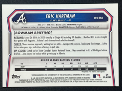 ERIC HARTMAN /150 1ST TRUE BLUE ON CARD AUTO AUTOGRAPH 2026 BOWMAN CHROME BRAVES - Image 2