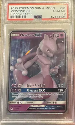 Mewtwo GX 31/68 - PSA 10 English - Hidden Fates Pokemon Ultra Rare Holo - Image 1