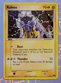 Raikou 3/17 Pop Series 2 Rare Holo Pokemon Card NM + Swirl! - Image 1