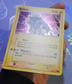 Raikou 3/17 Pop Series 2 Rare Holo Pokemon Card NM + Swirl! - Image 4