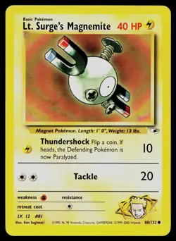 LT. SURGE'S MAGNEMITE 80/132 COMMON GYM HEROES POKEMON UNLIMITED LP - Image 1