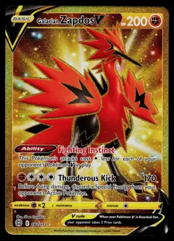 GALARIAN ZAPDOS V 182/172 SECRET RARE BRILLIANT STARS POKEMON NM - Image 1