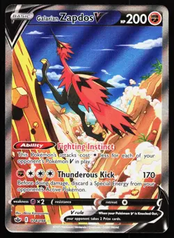 GALARIAN ZAPDOS V 174/198 ULTRA RARE CHILLING REIGN POKEMON NM - Image 1