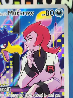 Team Rockets Murkrow Pokemon Destined Rivals 200/182 Illustration Rare Full Art - Image 3