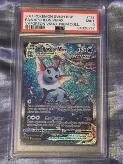2021 Pokemon Vaporeon VMAX SWSH182 Black Star Promo PSA 9 - Image 1