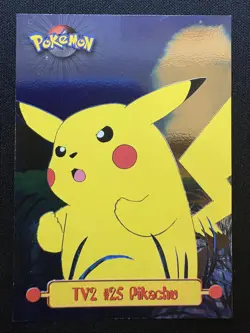 1999 Topps Pokemon TV Animation Edition Series 1 Pikachu Blue Topps Logo Foil - Image 1