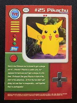 1999 Topps Pokemon TV Animation Edition Series 1 Pikachu Blue Topps Logo Foil - Image 2