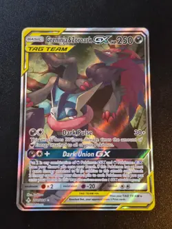 Greninja & Zoroark GX 201/214 Holo Ultra Rare Unbroken Bonds Pokemon LP - Image 1