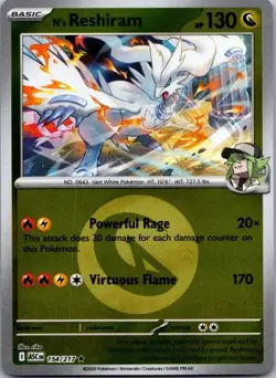 N's Reshiram (Energy Symbol) 154/217 Ascended Heroes Pokemon Reverse Holo NM/M - Image 1