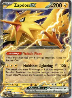 Zapdos ex 145/165 SV: Scarlet & Violet 151 Pokemon Card TCG - Image 1