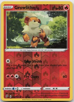Pokemon Growlithe Common Reverse Holo 027/192 Rebel Clash MP Murayama - Image 1