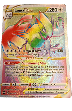 Pokemon TCG Lugia VSTAR SECRET RAINBOW RARE Silver Tempest 202/195 NM Card - Image 1