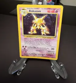 Pokemon TCG Alakazam 1/102 Base Set Holo Rare DMG - Image 1