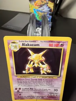 Pokemon TCG Alakazam 1/102 Base Set Holo Rare DMG - Image 2