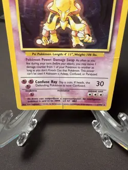 Pokemon TCG Alakazam 1/102 Base Set Holo Rare DMG - Image 3