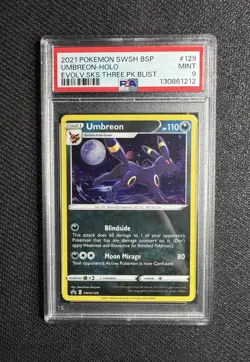 2021 POKEMON SWSH BLACK STAR PROMO #129 UMBREON-HOLO PSA 9 HD GALAXY SWIRL - Image 1