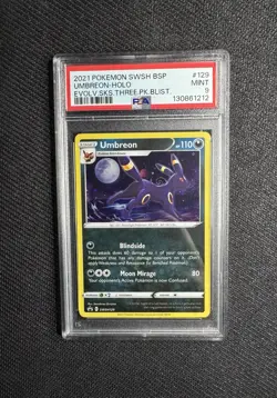 2021 POKEMON SWSH BLACK STAR PROMO #129 UMBREON-HOLO PSA 9 HD GALAXY SWIRL - Image 2