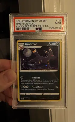 2021 POKEMON SWSH BLACK STAR PROMO #129 UMBREON-HOLO PSA 9 HD GALAXY SWIRL - Image 3