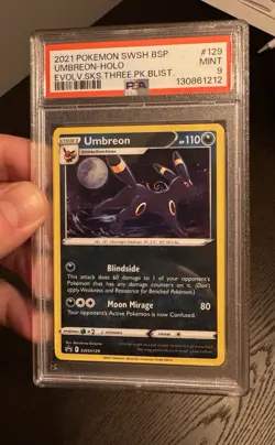 2021 POKEMON SWSH BLACK STAR PROMO #129 UMBREON-HOLO PSA 9 HD GALAXY SWIRL - Image 4
