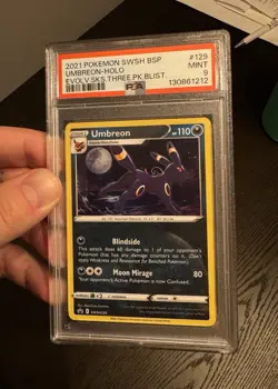 2021 POKEMON SWSH BLACK STAR PROMO #129 UMBREON-HOLO PSA 9 HD GALAXY SWIRL - Image 5