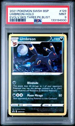 2021 POKEMON SWSH BLACK STAR PROMO #129 UMBREON-HOLO PSA 9 - Image 1