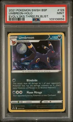 2021 POKEMON SWSH BLACK STAR PROMO #129 UMBREON-HOLO PSA 9 - Image 1