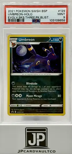 2021 POKEMON SWSH BLACK STAR PROMO #129 UMBREON-HOLO PSA 9 - Image 3