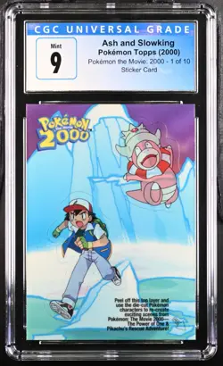 2000 Topps Pokemon Ash Slowking Movie 2000 Sticker Card - 1 of 10 CGC 9 - Image 1