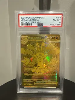 2025 Pokemon Mega Lucario Ex Mega Hyper Rare #188 PSA 8 - Image 1