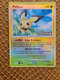 Pokemon - Pichu 45/100 Platinum Reverse Holo Burger King Promo Stamped HP - Image 1