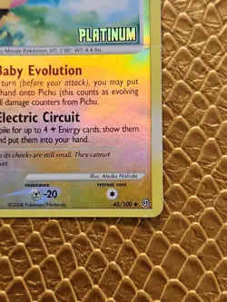Pokemon - Pichu 45/100 Platinum Reverse Holo Burger King Promo Stamped HP - Image 4
