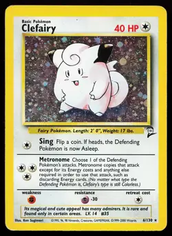 Clefairy 6/130 Holo Rare Base Set 2 Pokemon Card - Image 1