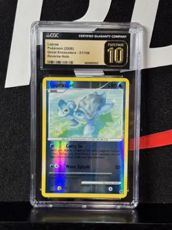 Pokemon TCG 2008 Lapras Great Encounters Rev. Holo 21/106 CGC Pristine 10 POP 2! - Image 1