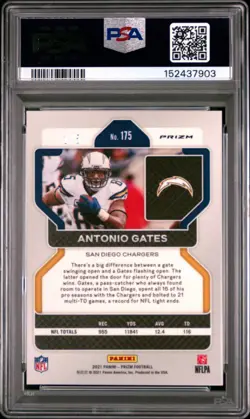 Antonio Gates Prizm Gold Vinyl PSA 9 /5 SSP Panini 2021 #175 - Image 2