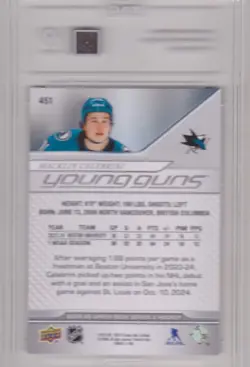 2024 UPPER DECK SERIES 2 MACKLIN CELEBRINI "YOUNG GUNS" RC #451 TAG 9 MINT ! - Image 2