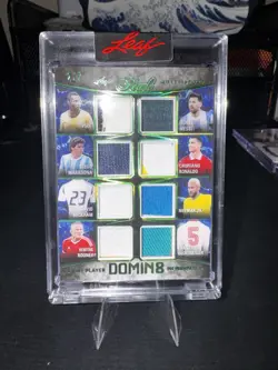 2025 Leaf Pearl GAME WORN Messi Ronaldo Pele #D8-6 Green Spectrum /7 SSP - Image 1