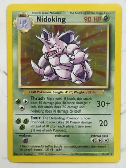Pokemon TCG Nidoking 1999 Base Set Holo Rare #11/102 WOTC NM Vintage - Image 2