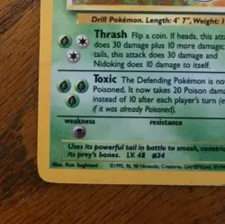 Pokemon Cards TCG Nidoking Rare Holo 11/102 Base Set WOTC 1999 Vintage HP Damage - Image 4