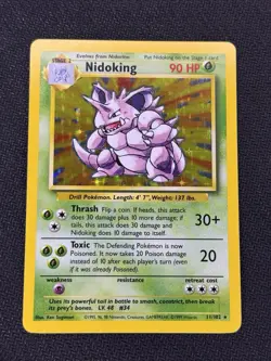 Pokemon TCG Nidoking 11/102 Base Set Rare Holo Card Near Mint Condition - Image 1