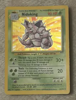WotC Pokemon TCG Nidoking 11/102 Base Set Holo Rare English 90 HP 1999 - Image 1
