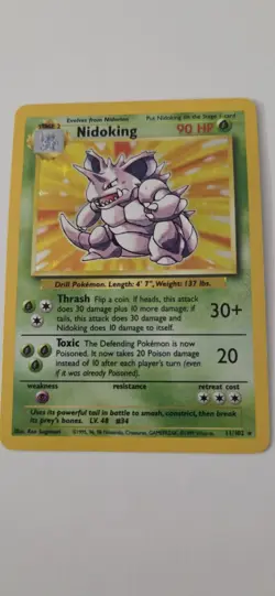 Pokemon TCG Nidoking Holo Rare Card Base Set 11/102 - Image 1