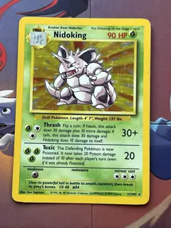 Pokemon Nidoking Holo Rare TCG Card Base Set 11/102 Missing Symbol Base Set - Image 1
