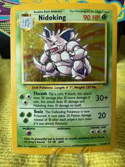 Pokemon Nidoking Holo Rare TCG Card Base Set 11/102 HP - Image 1