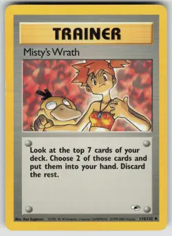 Misty's Wrath 114/132 Uncommon Gym Heroes Pokemon Unlimited Damaged - Image 1