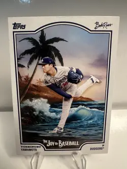 YOSHINOBU YAMAMOTO 2025 TOPPS X BOB ROSS JOY OF BASEBALL #11 DODGERS WS MVP - Image 1