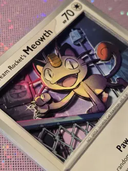 Team Rocket's Meowth 3D Handmade Pokemon Card Art 149/182 Sv10: Destined Rivals - Image 2