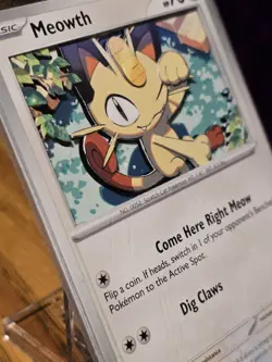 Meowth 052/165 3D Custom Handmade Pokemon Card Art Scarlet & Violet 151 Regular - Image 1