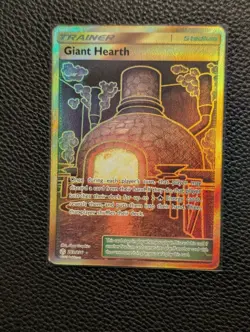 Pokemon TCG Giant Hearth 263/236 Cosmic Eclipse Secret Rare Gold Stadium Card - Image 1