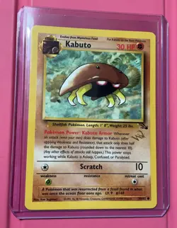 Kabuto Gold W Stamp Stamped Pokemon Card - WOTC Promo - Fossil #50/62 - NM Clean - Image 1